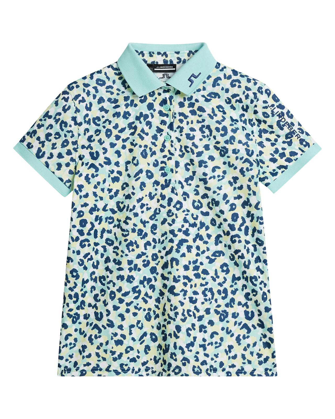 Tour Tech Print, Polo, Damen - leopard_aruba_blue